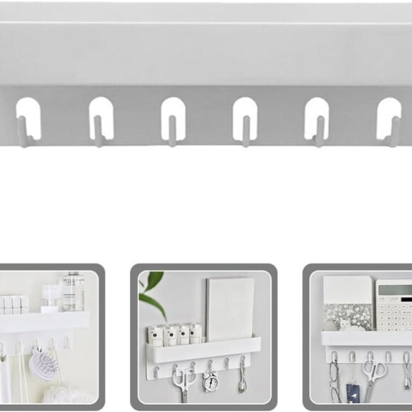 Key Rack Mail Holder Shelf White - Picture 2 of 8